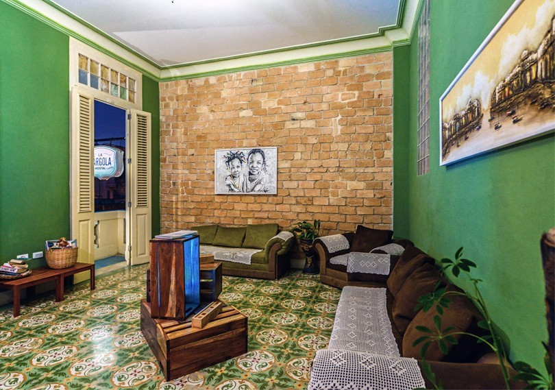 The lounge room of La Gargola Hostal in Old Havana