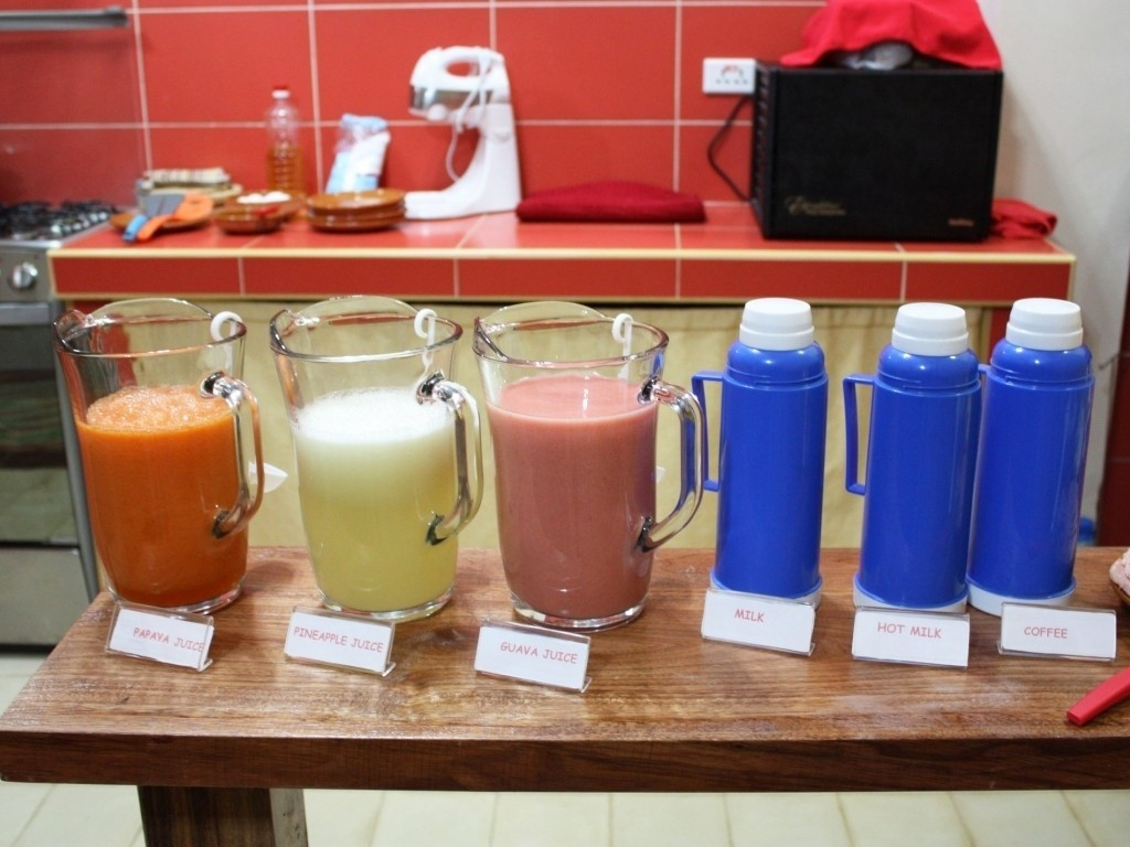 Fresh fruit juice options at La Gargola Guesthouse in Old Havana, Cuba