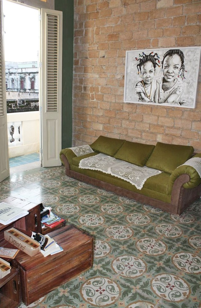 The common room in La Gargola casa in Old Havana, Cuba