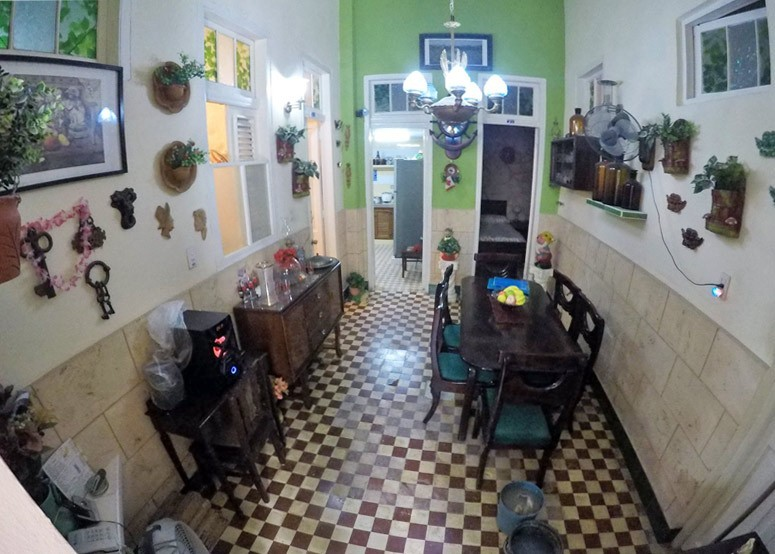 The dining room of Casa La Caridad guesthouse in Old Havana